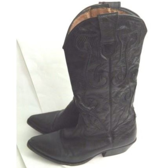 Nine West Womens US 7M Black Leather Cowboy Boots - Picture 7 of 8
